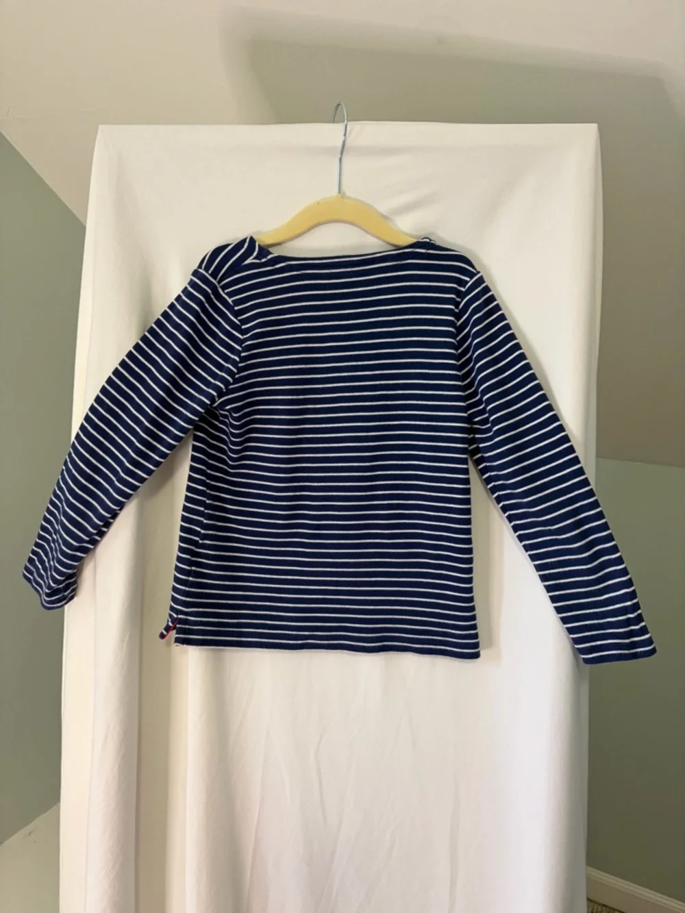 Joules Navy Striped Top with Multicolor Heart & Denim Blue Skirt size 7Y